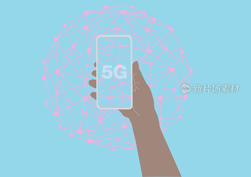 手拿手机。5 g连接通信。技术标准